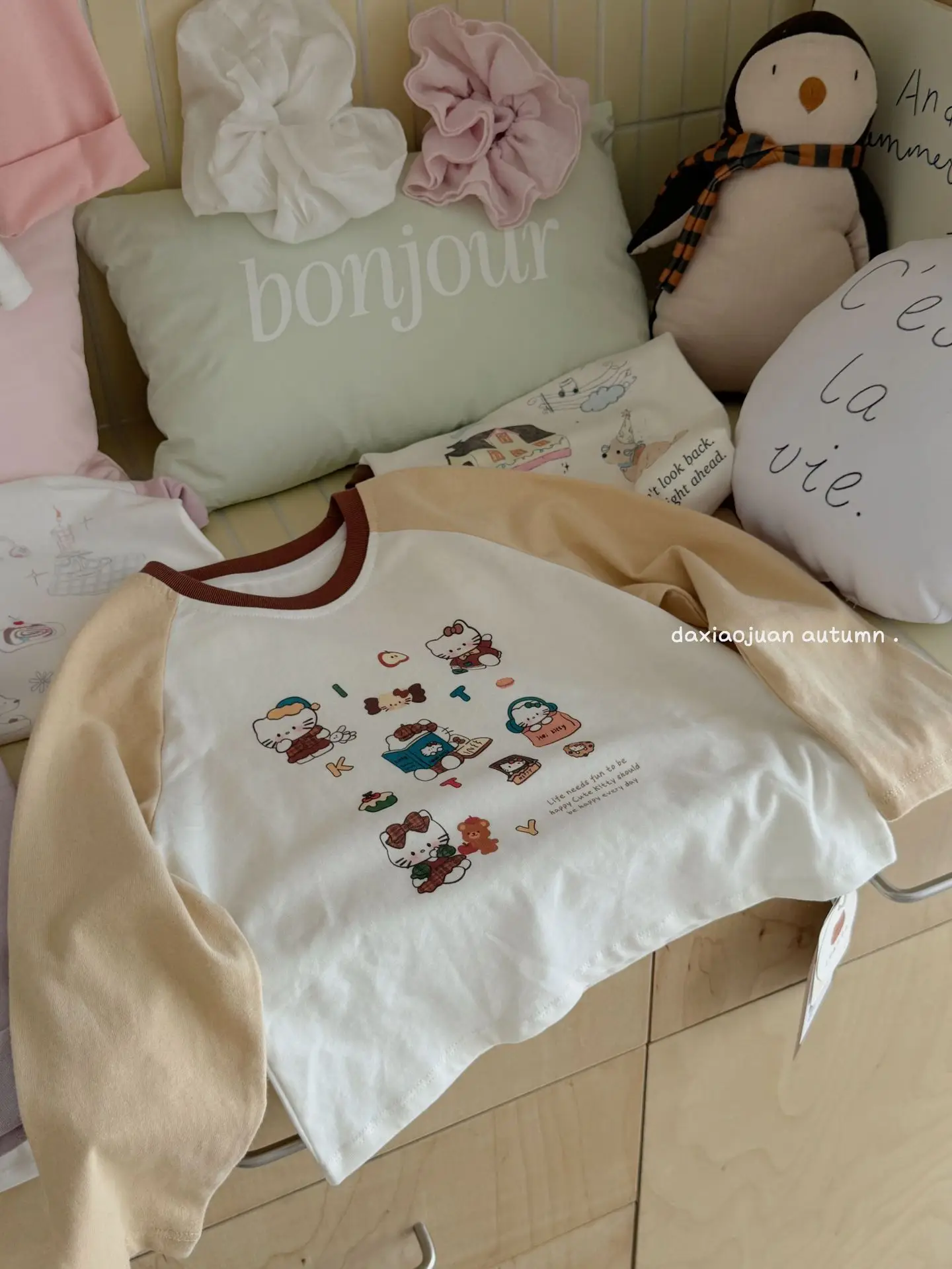 Girls Raglan Sleeve T-Shirt Spring Autumn Color Blocking - Image 14