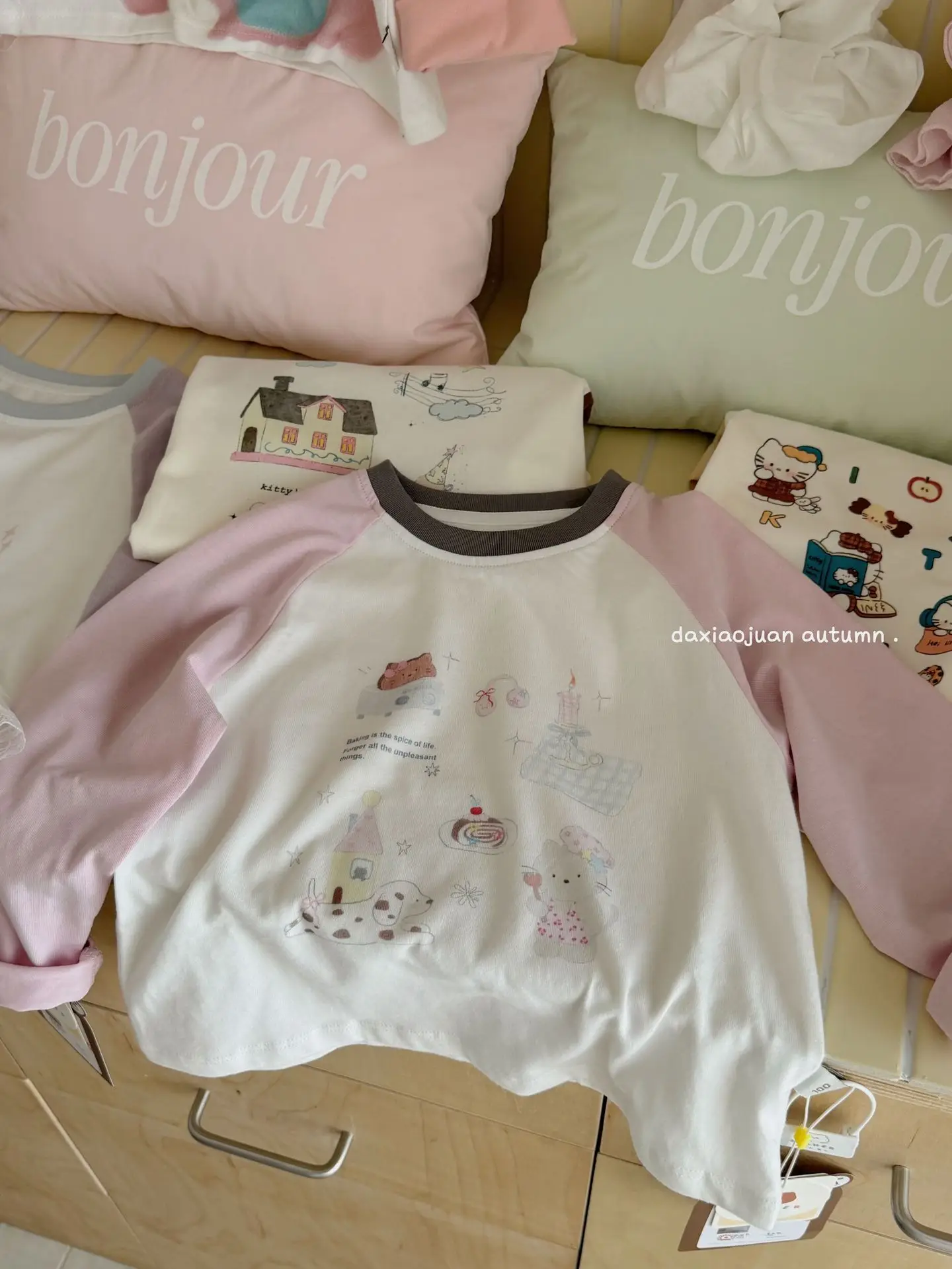 Girls Raglan Sleeve T-Shirt Spring Autumn Color Blocking - Image 6