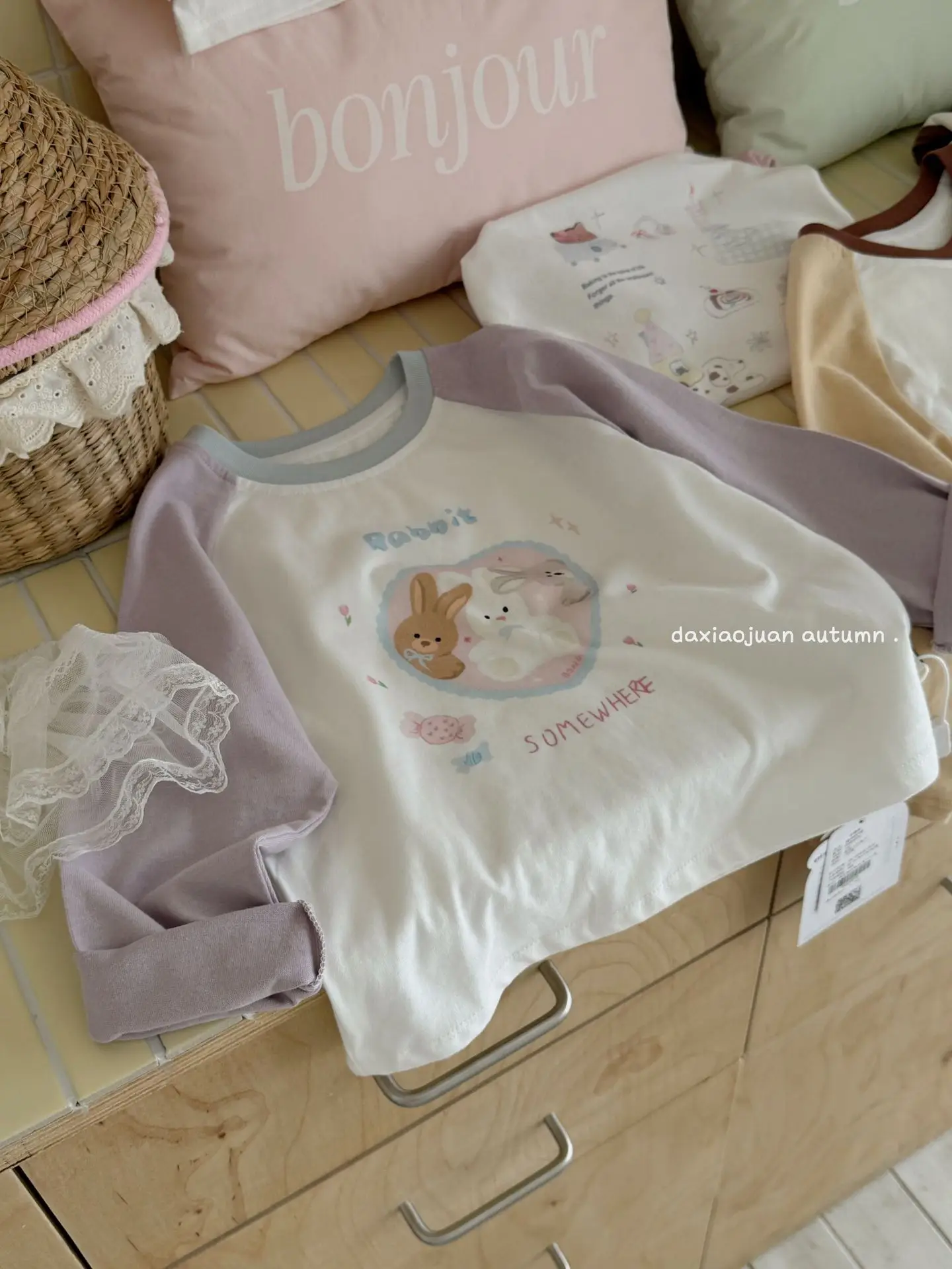 Girls Raglan Sleeve T-Shirt Spring Autumn Color Blocking - Image 8