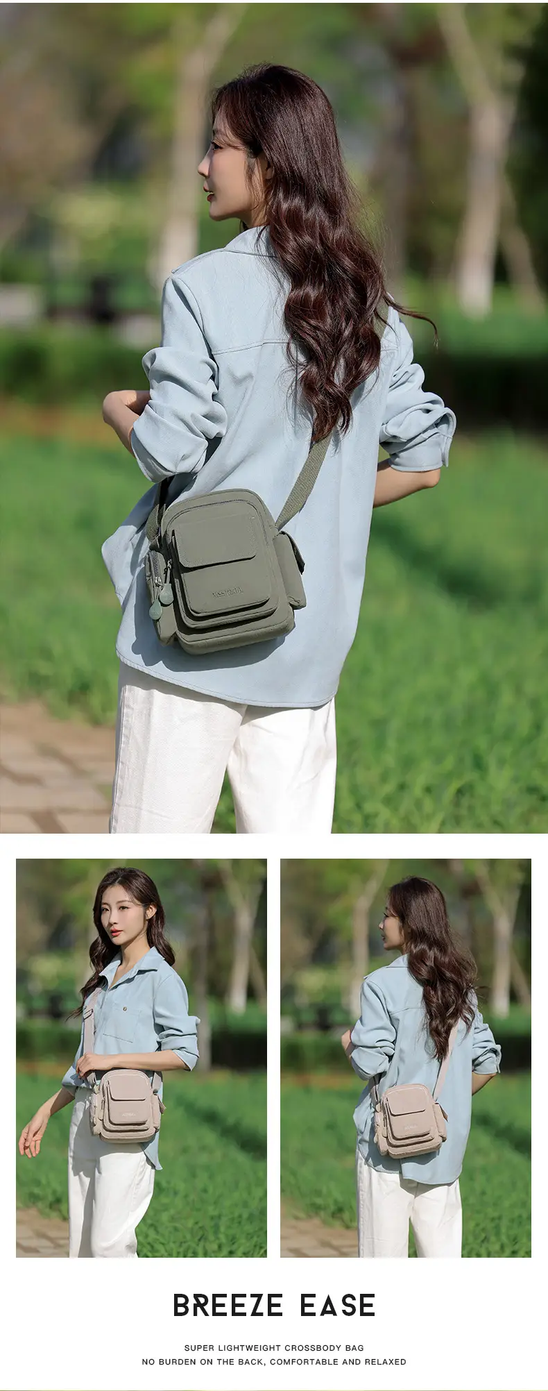 New Simple Solid Color Shoulder Bag Large Capacity Storage Outing Crossbody Bag â feature 19