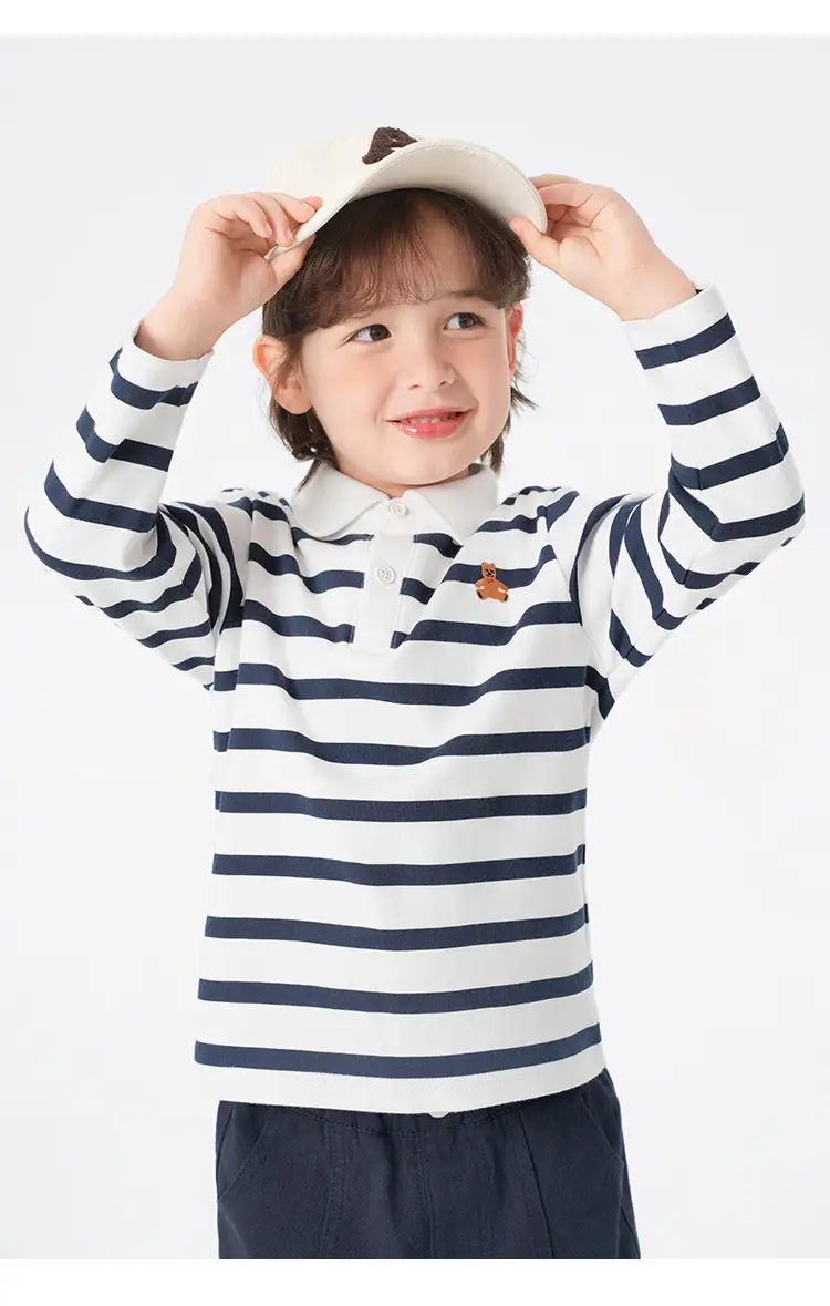 Right European Boys' Striped Cotton Polo Shirt — feature 22