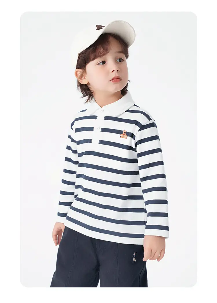 Right European Boys' Striped Cotton Polo Shirt — feature 23