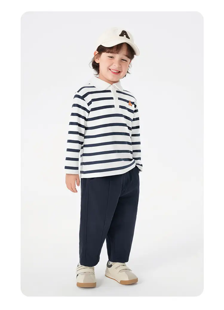 Right European Boys' Striped Cotton Polo Shirt — feature 26