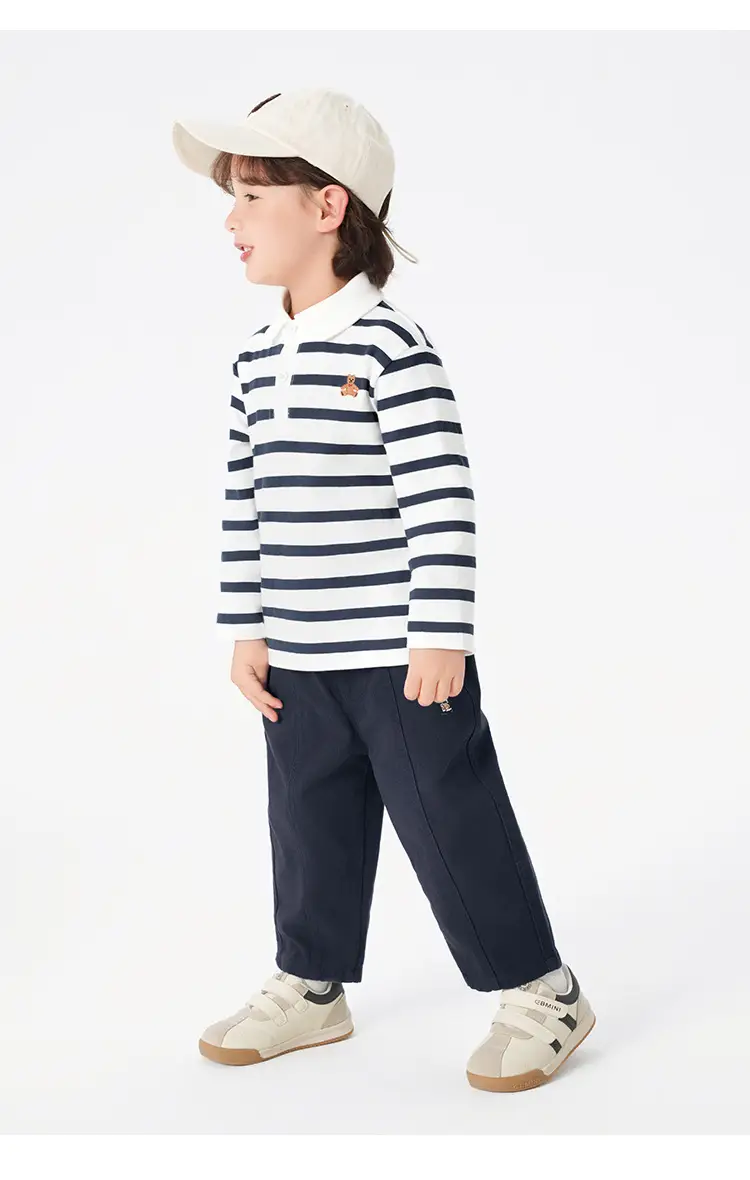 Right European Boys' Striped Cotton Polo Shirt — feature 27