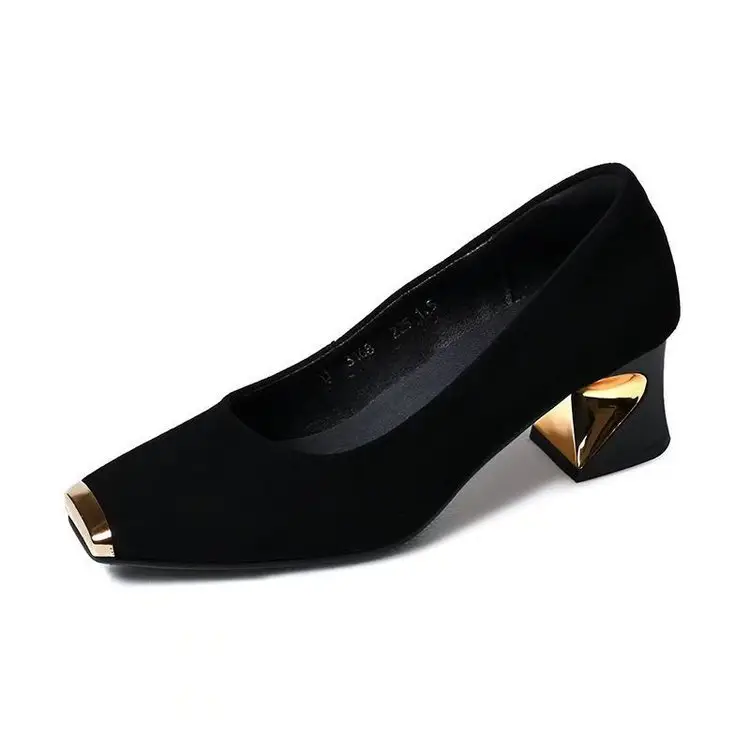 Women French Retro High Heels 2025 Square Toe Medium - Image 6