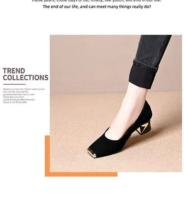 Women French Retro High Heels 2025 Square Toe Medium — feature 10