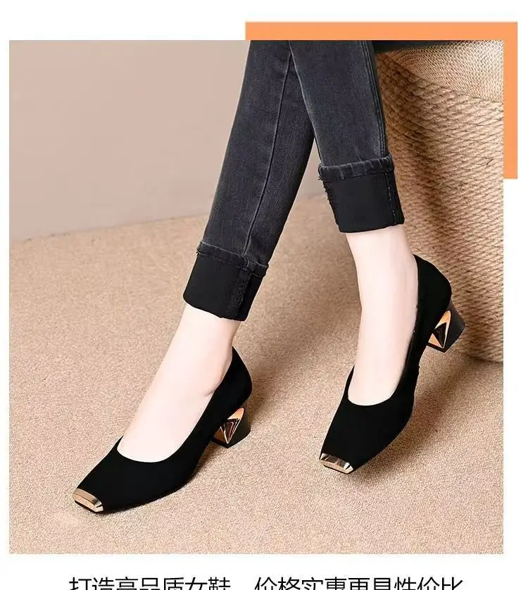 Women French Retro High Heels 2025 Square Toe Medium — feature 11