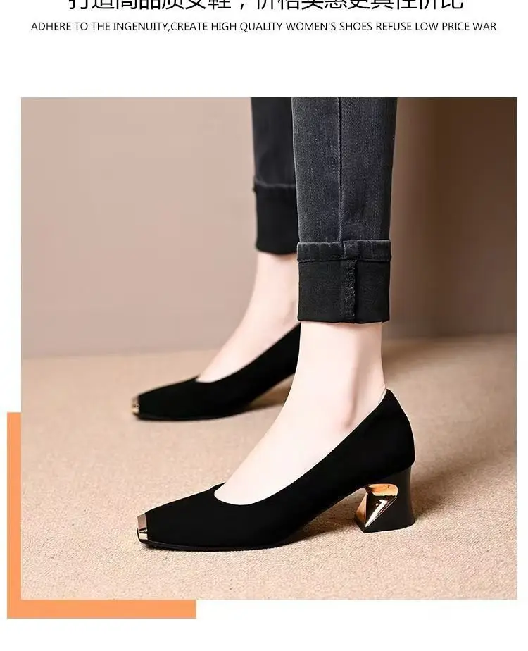 Women French Retro High Heels 2025 Square Toe Medium — feature 12
