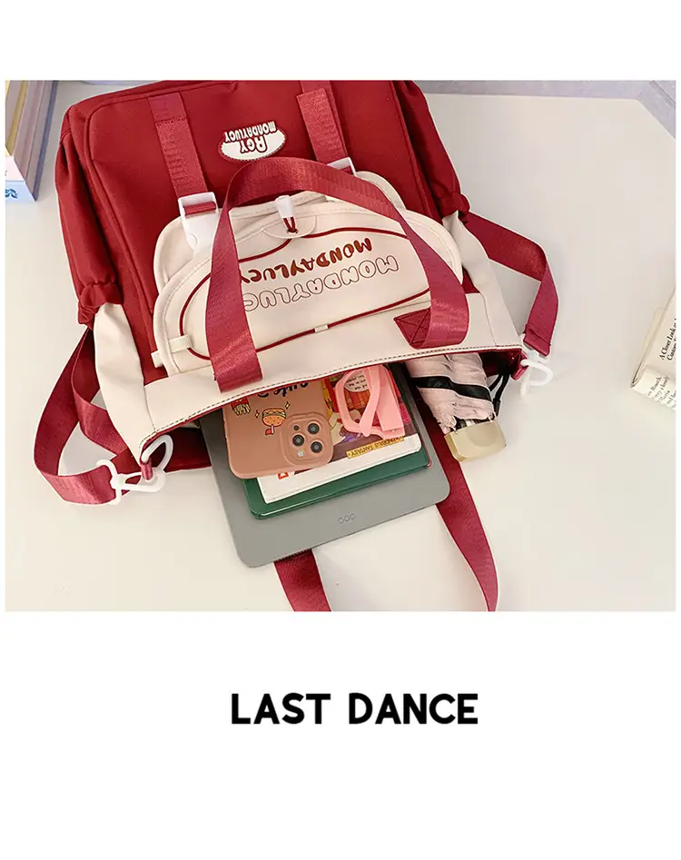 Women's Maroon Color-Blocking Tote Bag Large Capacity — feature 8