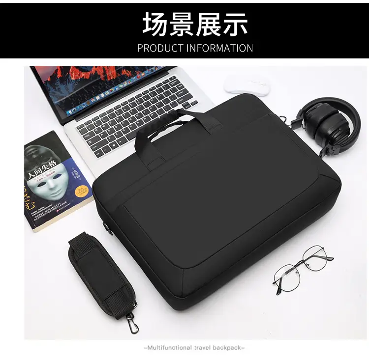 16.1inch Business Laptop Bag Black Shoulder Bag Large Capacity — feature 16