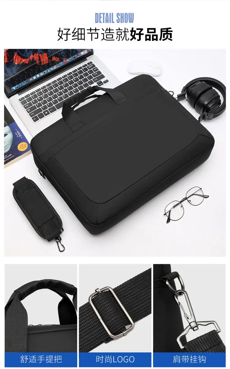 16.1inch Business Laptop Bag Black Shoulder Bag Large Capacity — feature 4