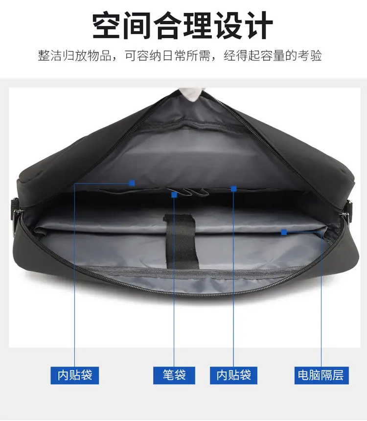 16.1inch Business Laptop Bag Black Shoulder Bag Large Capacity — feature 9