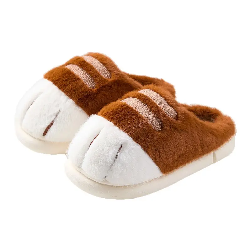 Foreign Trade Autumn and Winter Cotton Slippers Cat Claw Cotton Shoes Fleece-Lined and Thickeneding Cute Couple Outdoor Wear Home Indoor Furry Slippers - Image 8