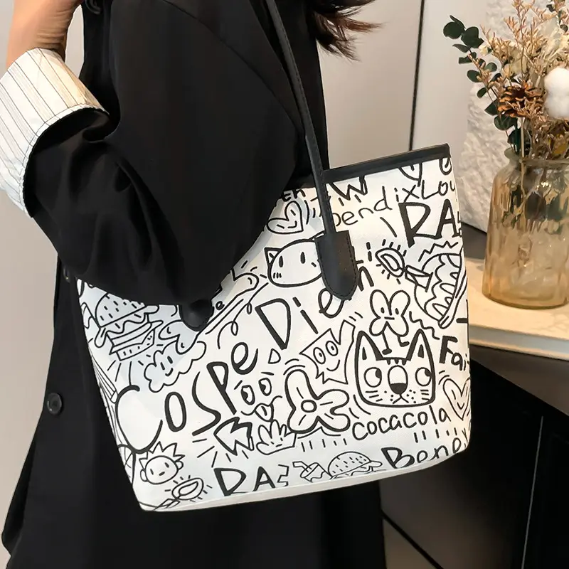 Korean Style Graffiti Tote Bag for Women - Image 9