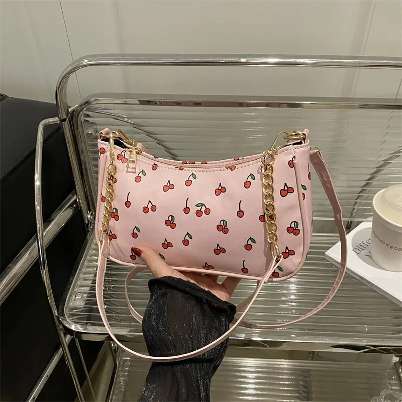 Sweet Cherry Print Shoulder Bag for Women