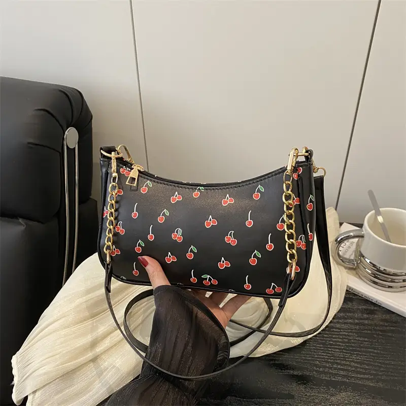 Sweet Cherry Print Shoulder Bag for Women