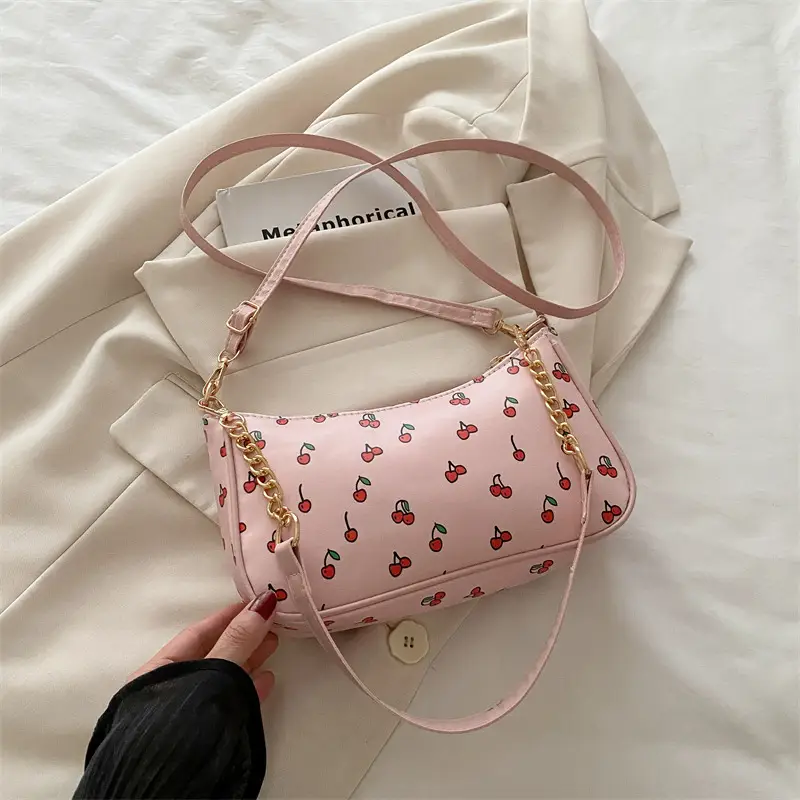 Sweet Cherry Print Shoulder Bag for Women
