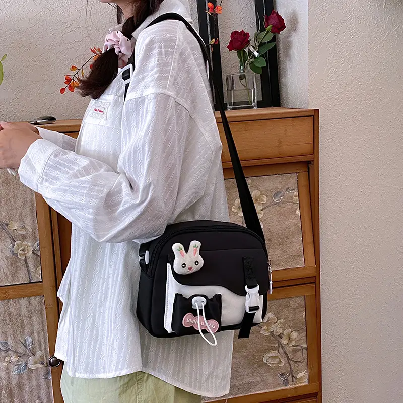 Korean Style Cute Crossbody Bag for Women Pink Grey