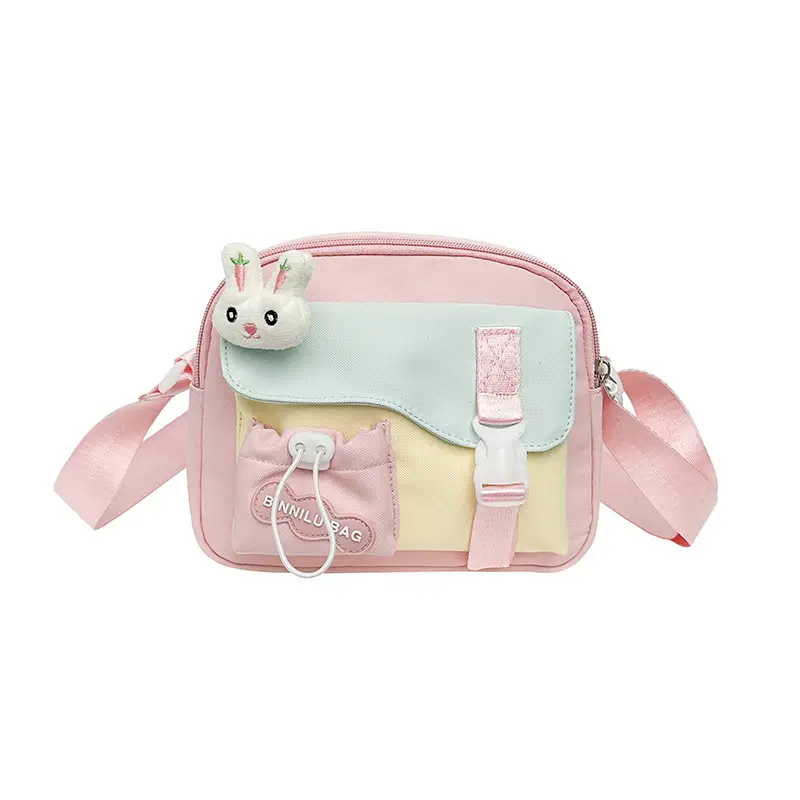 Korean Style Cute Crossbody Bag for Women Pink Grey