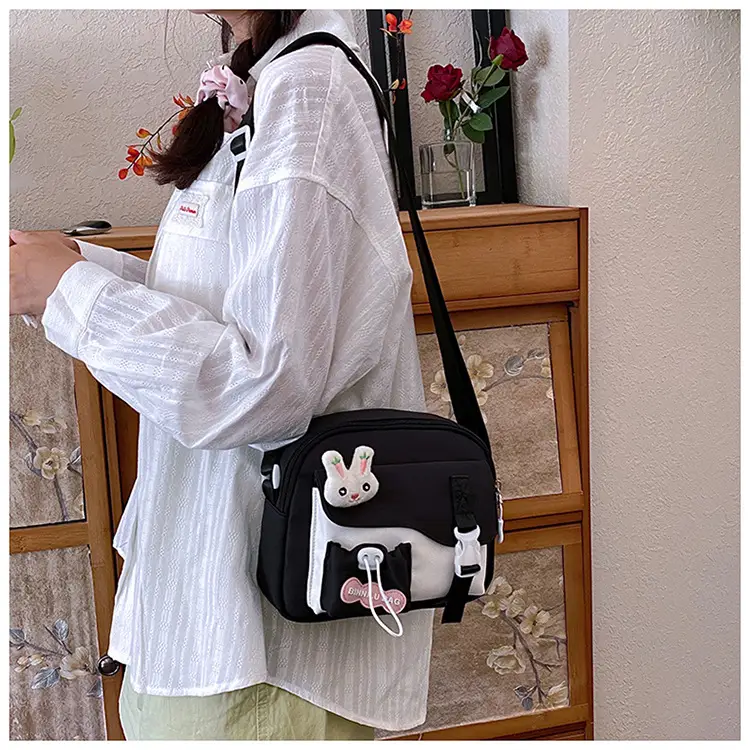 Korean Style Cute Crossbody Bag for Women Pink Grey — feature 14