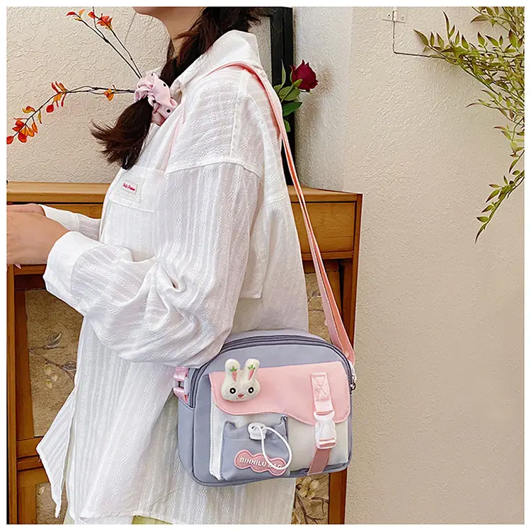 Korean Style Cute Crossbody Bag for Women Pink Grey — feature 16