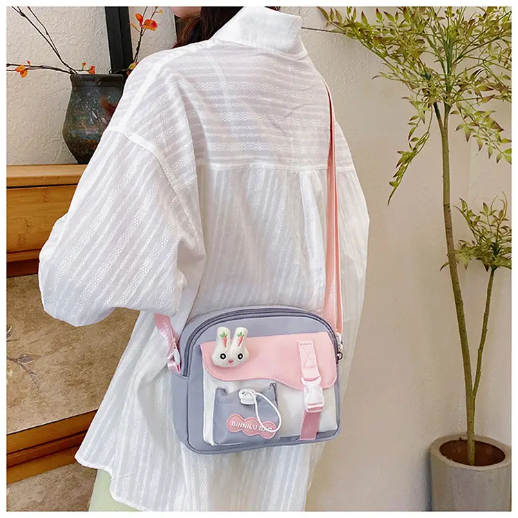 Korean Style Cute Crossbody Bag for Women Pink Grey — feature 17