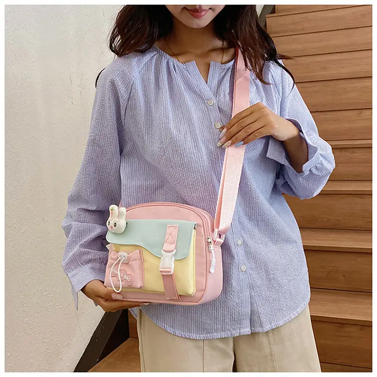 Korean Style Cute Crossbody Bag for Women Pink Grey — feature 19