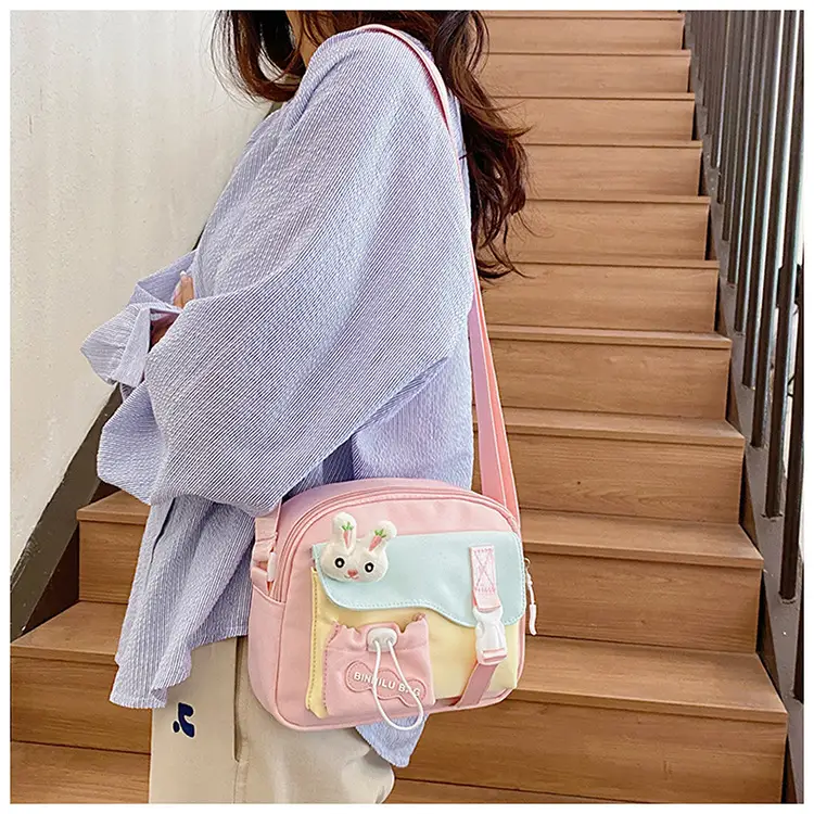 Korean Style Cute Crossbody Bag for Women Pink Grey — feature 20
