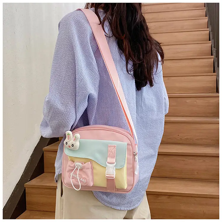 Korean Style Cute Crossbody Bag for Women Pink Grey — feature 21