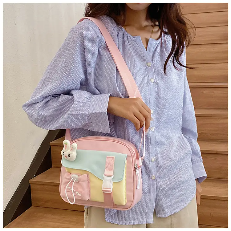 Korean Style Cute Crossbody Bag for Women Pink Grey — feature 22