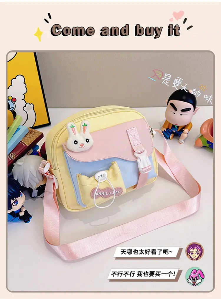 Korean Style Cute Crossbody Bag for Women Pink Grey — feature 3