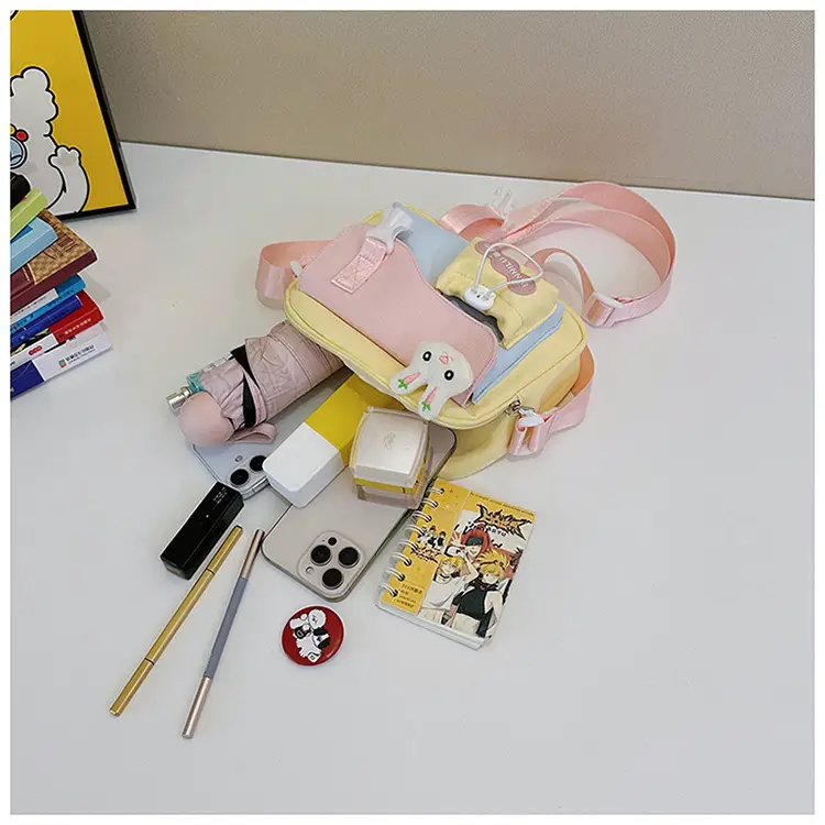 Korean Style Cute Crossbody Bag for Women Pink Grey — feature 9