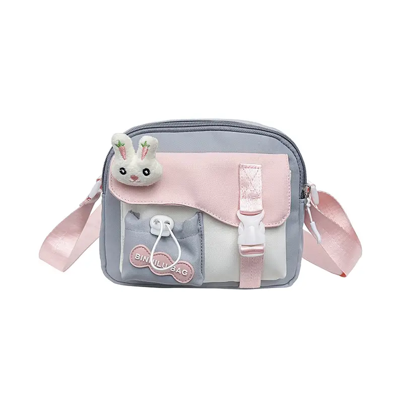 Korean Style Cute Crossbody Bag for Women Pink Grey