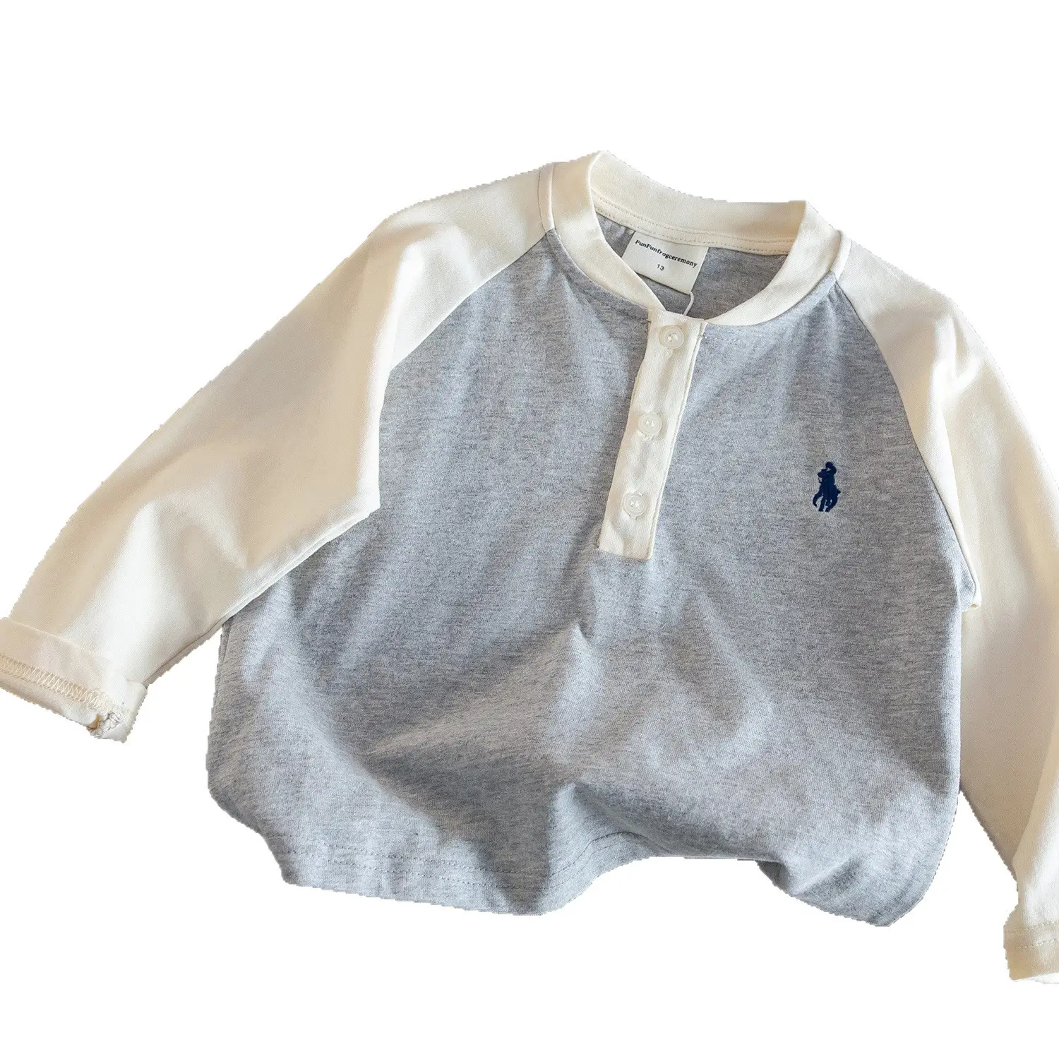 Children's Long Sleeve Polo T-Shirt Navy Blue Grey 2025 - Image 5