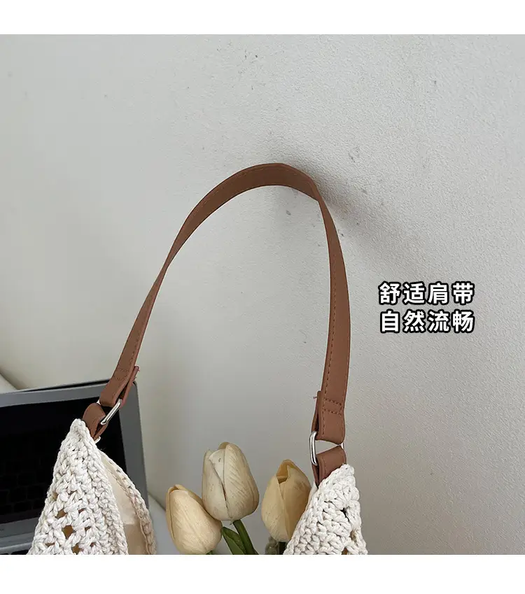 Women's Large Capacity Woven Shoulder Bag Tan 2025 — feature 4