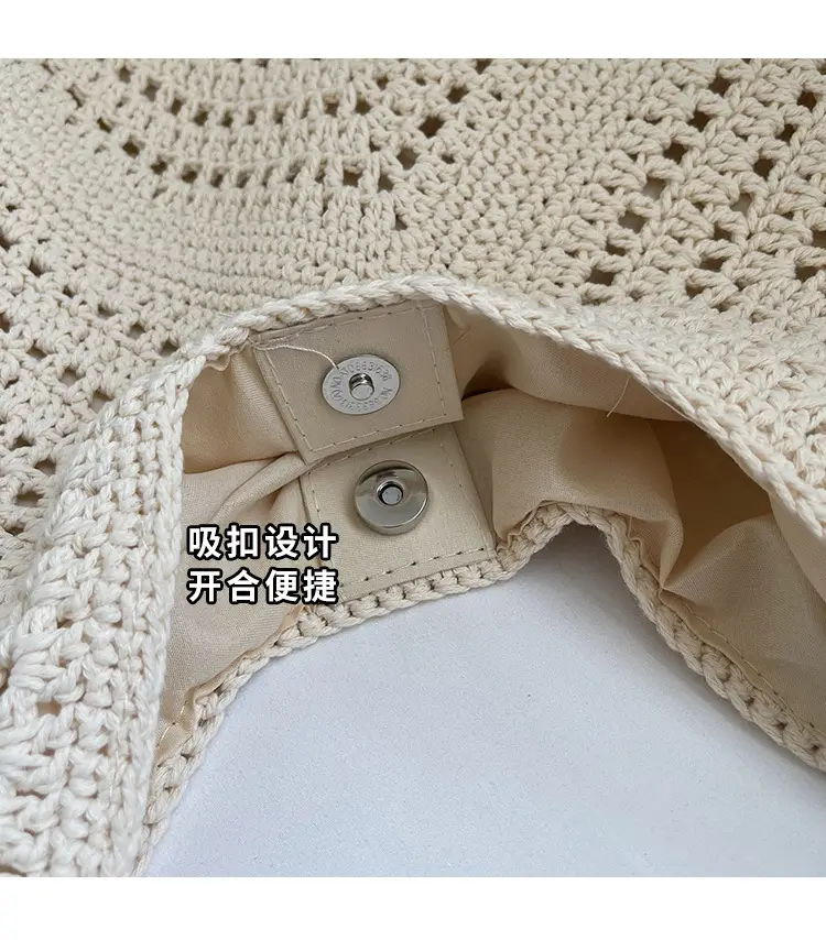 Women's Large Capacity Woven Shoulder Bag Tan 2025 — feature 6