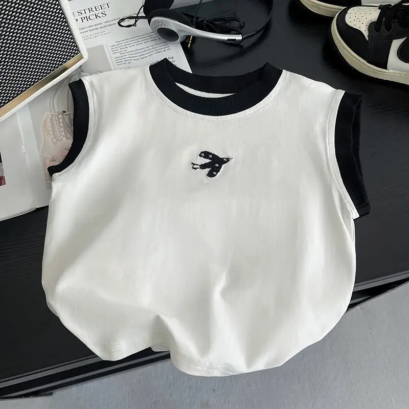 Boys Sleeveless Vest Set White Black 2026 - Image 3