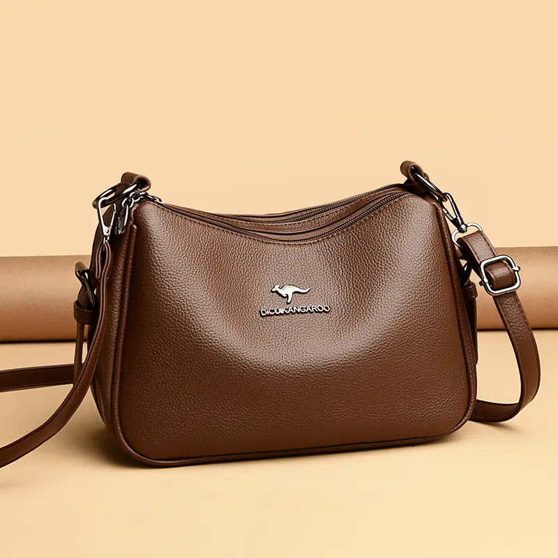 Black Leather Crossbody Bag for Women with Logo Print - Image 7