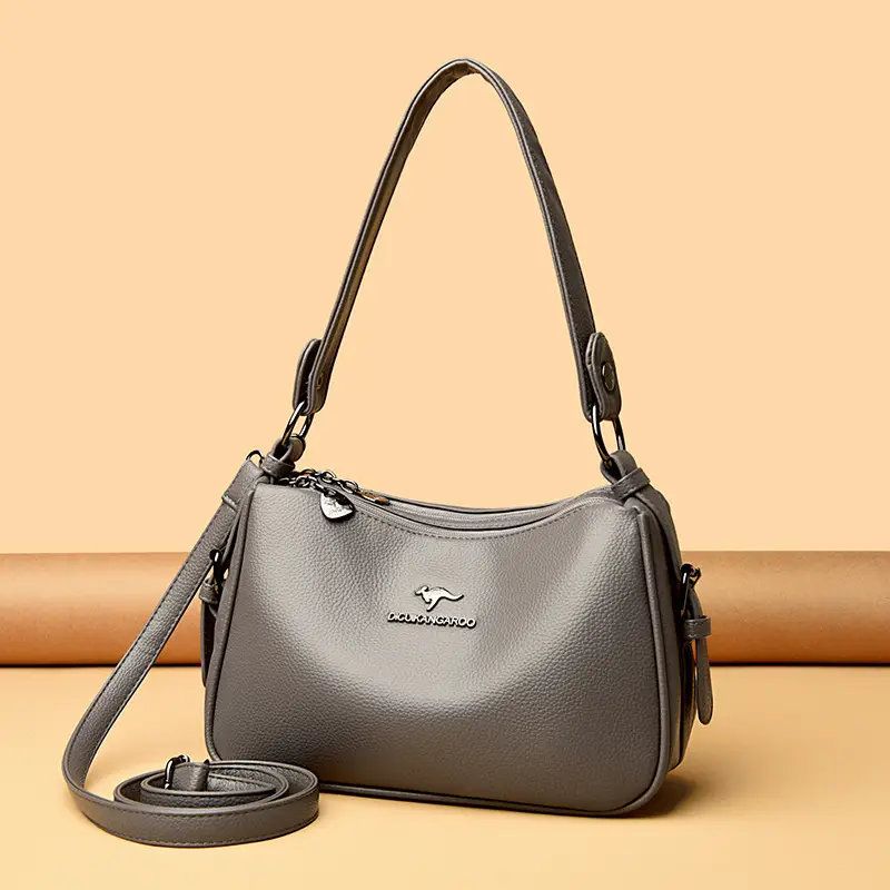 Black Leather Crossbody Bag for Women with Logo Print - Image 8