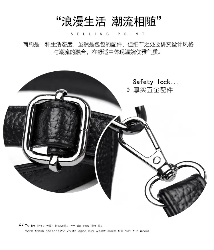 Black Leather Crossbody Bag for Women with Logo Print — feature 11