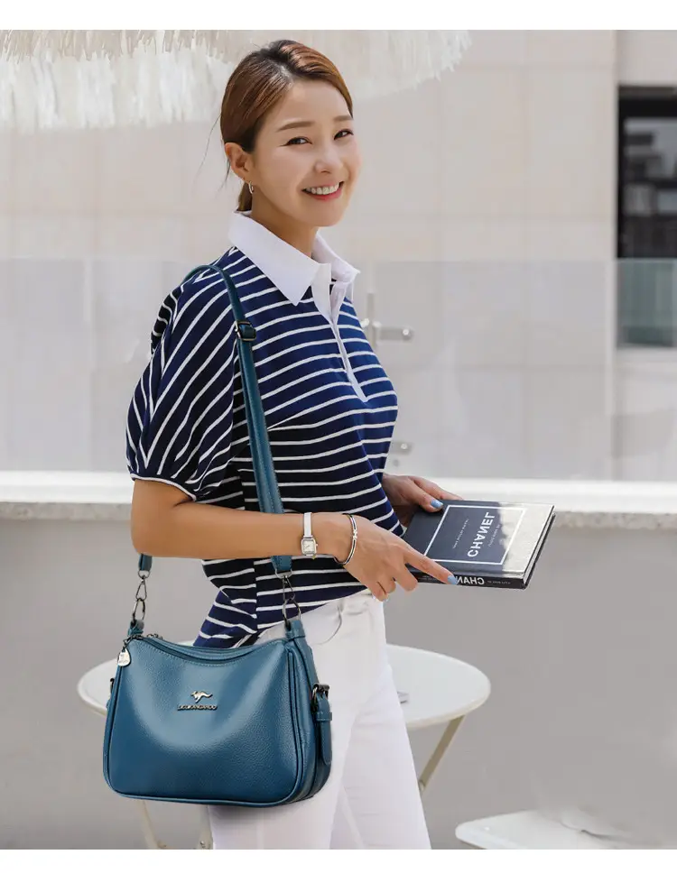 Black Leather Crossbody Bag for Women with Logo Print — feature 17