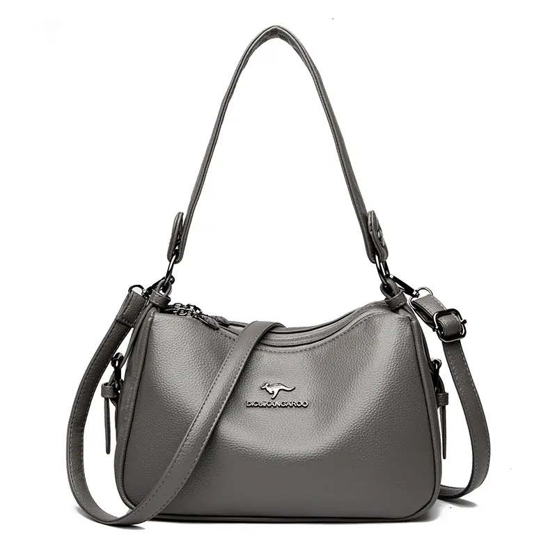 Black Leather Crossbody Bag for Women with Logo Print - Image 3