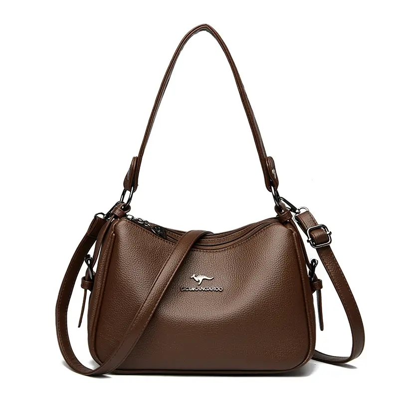 Black Leather Crossbody Bag for Women with Logo Print - Image 5