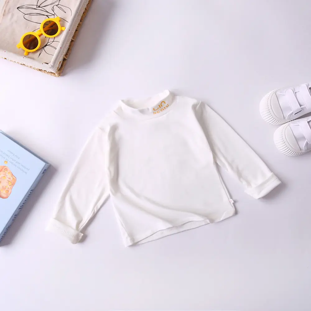 Girls' White Long Sleeve Turtleneck Top - Image 2