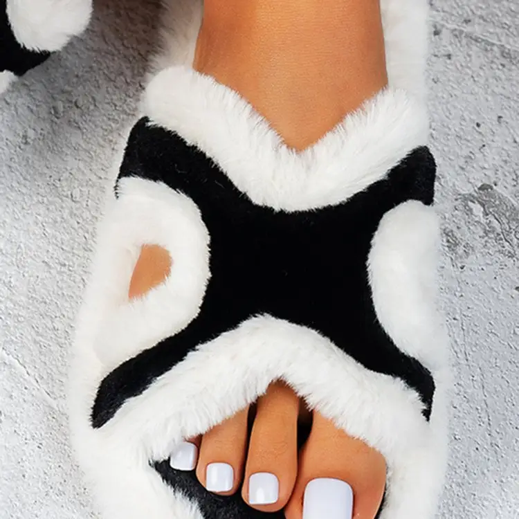 Cross-Border Amazon Open-Toe Winter Home Casual Fashion Cotton Slippers Large Size Open-Toe Furry Slippers Wholesale — feature 6