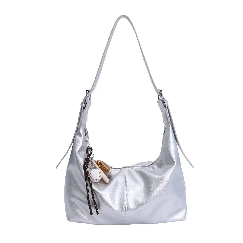 Retro Yellow Women's Shoulder Bag with Pom Pom Decor - Image 15