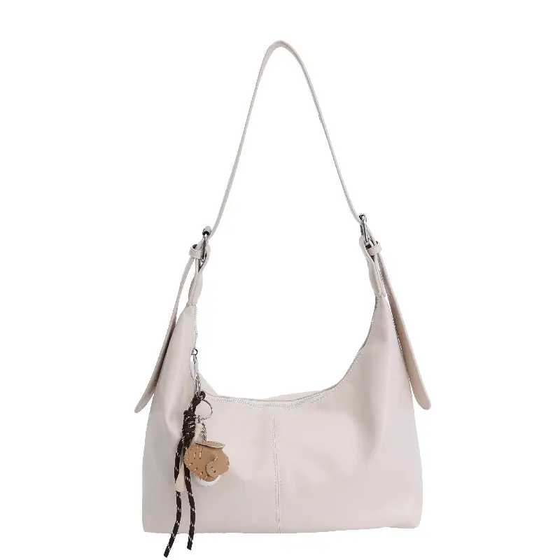 Retro Yellow Women's Shoulder Bag with Pom Pom Decor - Image 2