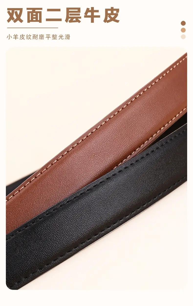 Women Cowhide Leather Belt with Gold Buckle 100cm — feature 8