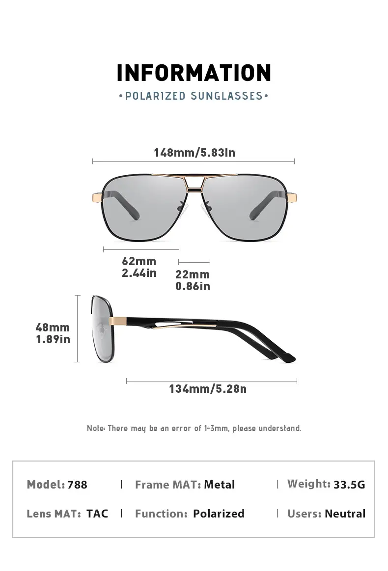 Men Polarized Sunglasses HD Fishing Driving Glasses A788 — feature 13