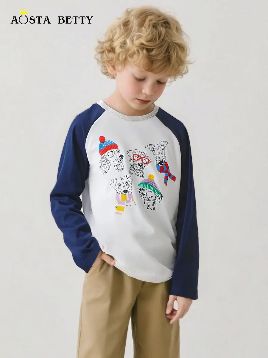 European American Boys Long Sleeve Cartoon T-Shirt - Image 2